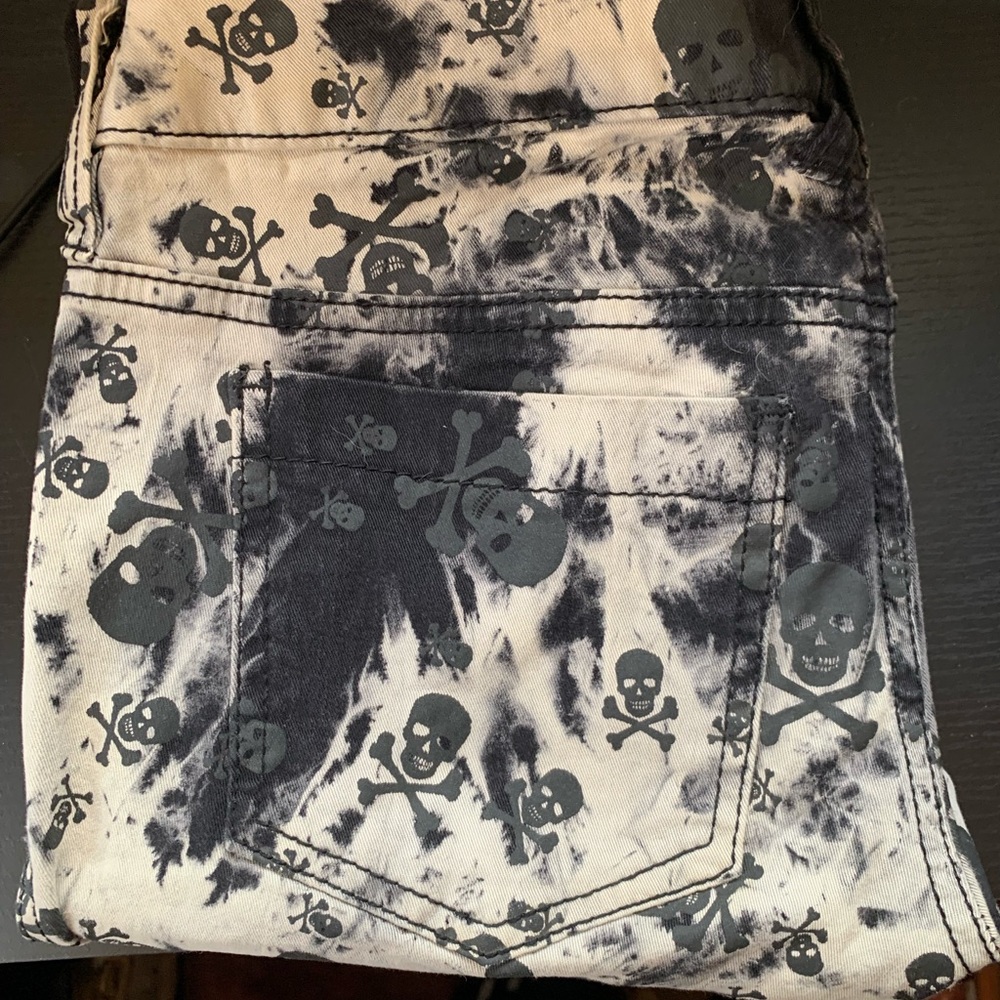Royal Bones Black and White Skull Skinny Jeans